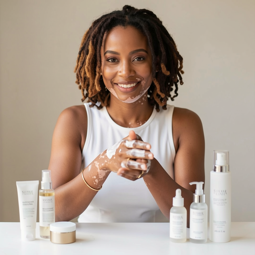 Applying sunscreen to protect vitiligo patches