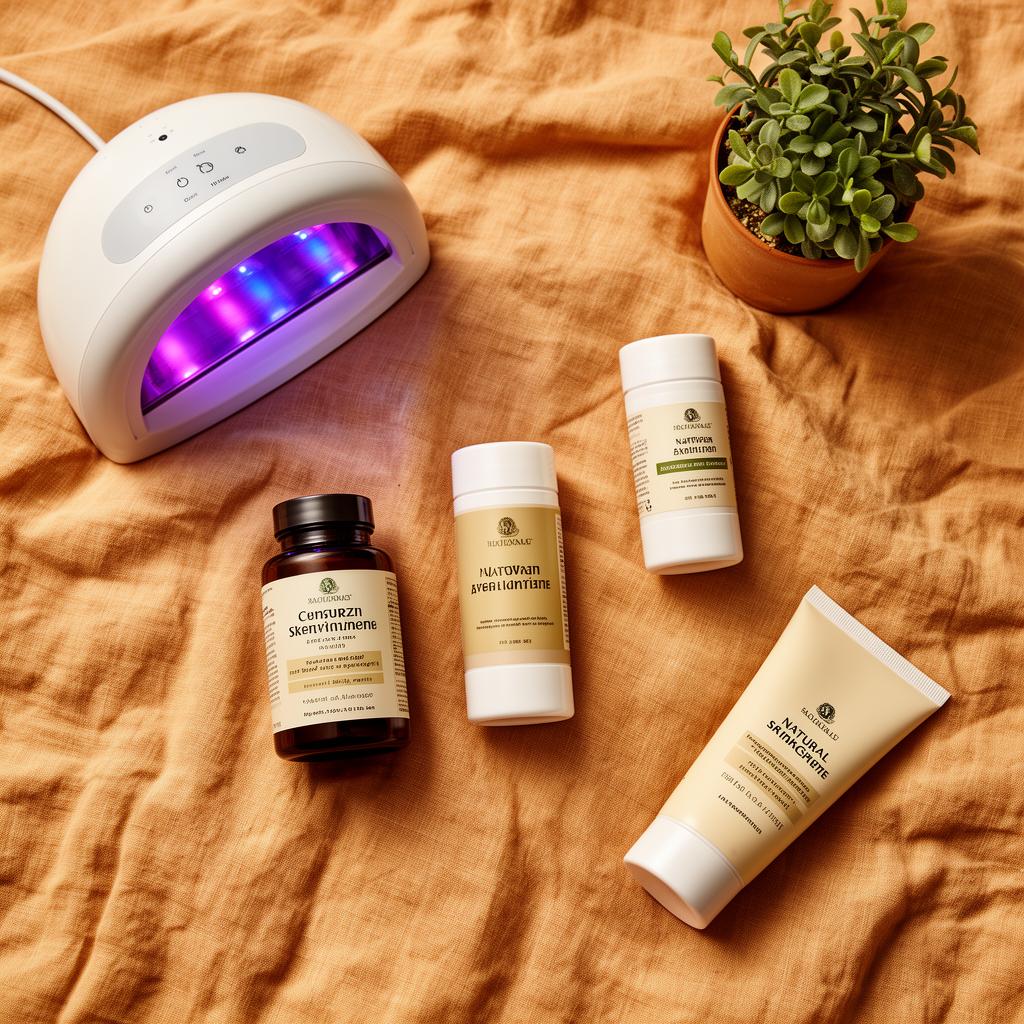 Vitiligo treatment products flat lay